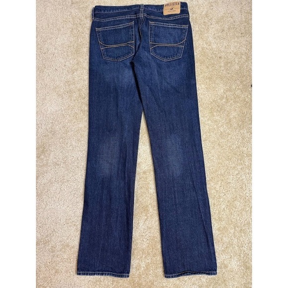 Hollister Mens Jeans 32x34 Dark Wash Slim Straight Denim - Picture 2 of 6
